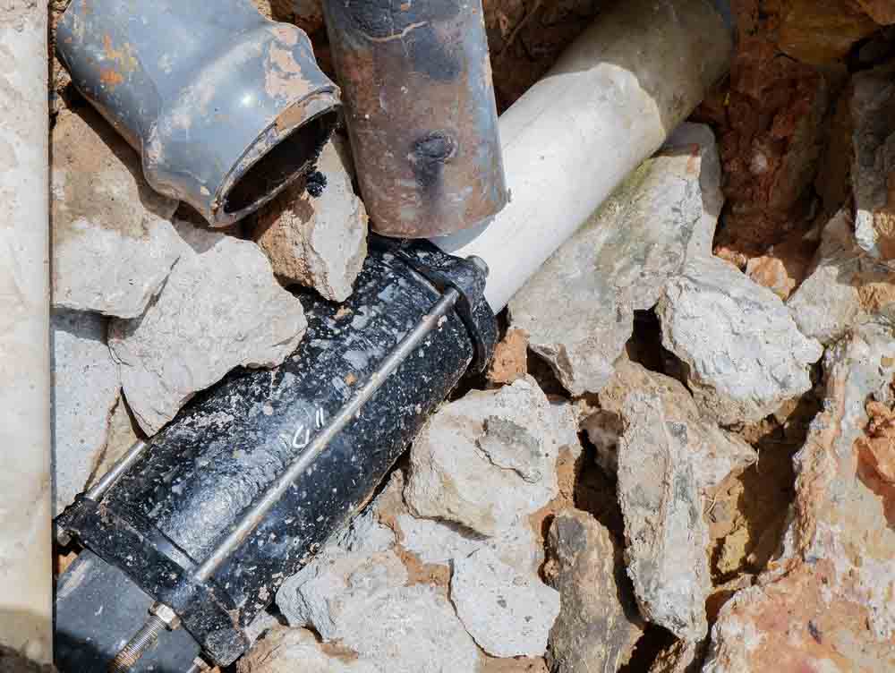 exposed pipe lines